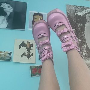 Demonia’s pink platform ballerina shoes🎀